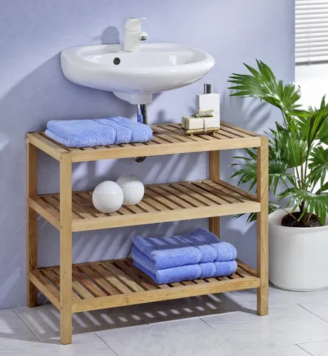 Merschbrock Trade GmbH Waschbeckenunterschrank Regal - Unterschrank fürs Bad, geräumig mit elegantem Eichen-Finish und optimalen Abmessungen für Ihr Badezimmer.