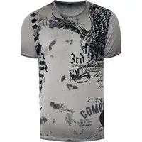 T-Shirt RUSTY NEAL Herren XL grau mit Adler-Print