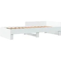 Bettgestell Weiß 100x200 cm aus Holzwerkstoff - Elegantes Bettgestell aus langlebigem Holzwerkstoff für erholsamen Schlaf. Mit Lattenrost und Seitengittern für zusätzliche Sicherheit, ideal für jedes Schlafzimmer.