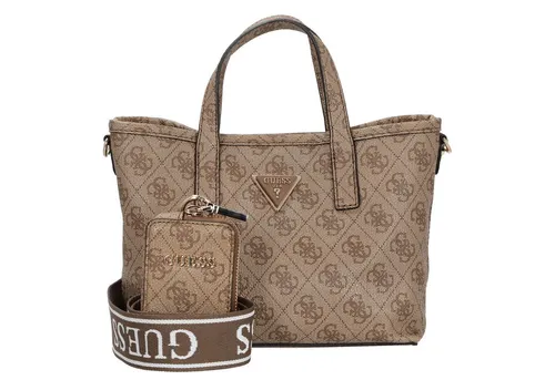 GUESS Damen Latona Tote Mini-Tragetasche - Elegante Umhängetasche mit herausnehmbarer Innentasche und glänzenden goldfarbenen Beschlägen, perfekt für einen stilvollen Auftritt.