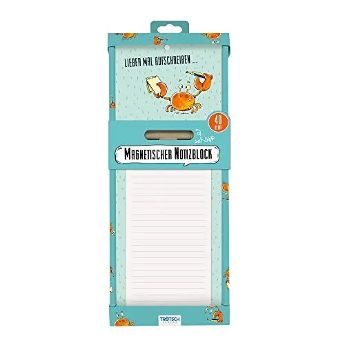 Trötsch Notizblock mit Stift und Magnet Krabbe: Notizblock Geschenk Geschenkidee Erinnerung Merkzettel