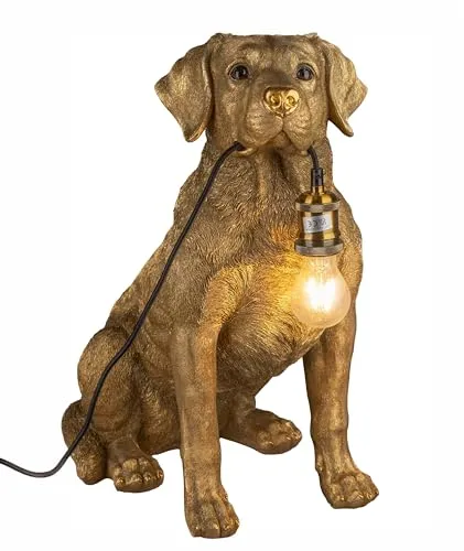 Kremers Schatzkiste Stehlampe Labrador Hund 52 cm Antik-Gold