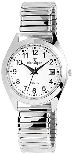 Classique Herren – Uhr Zugarmband Datumsanzeige Metall Analog Quarz 2700017 (Silberfarben/Weiß 2700017-006)