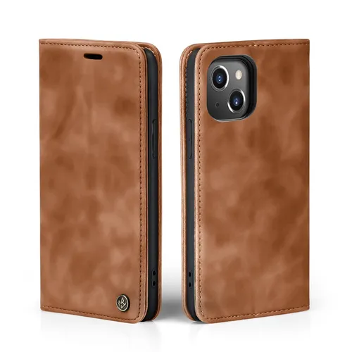 Handy Hülle für Apple iPhone 15 Klapp Magnet Smartphone Cover Case Braun