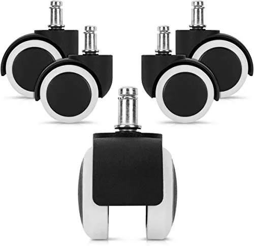 5x Hartbodenroller 11/50mm - auch für Weichboden - gummiert - 360° Bürostuhl Rollen Ersatzrollen - Ersatz Bürostuhlrollen