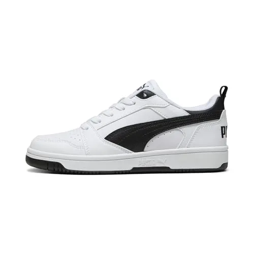 PUMA Rebound V6 Lo AC PS Sneaker, White Black Black, 32 EU - Sneaker mit gepolstertem Futter für ganztägigen Komfort und Obermaterial aus weichem Kunstleder - perfekt für aktive Kinder!