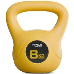 TREX SPORT Kettlebell 8 kg Kugelhantel Schwunghantel TX-008CKB | Kugelgewicht, Fitness & Krafttraining | rutschfester Griff, bodenschonend - Gelb