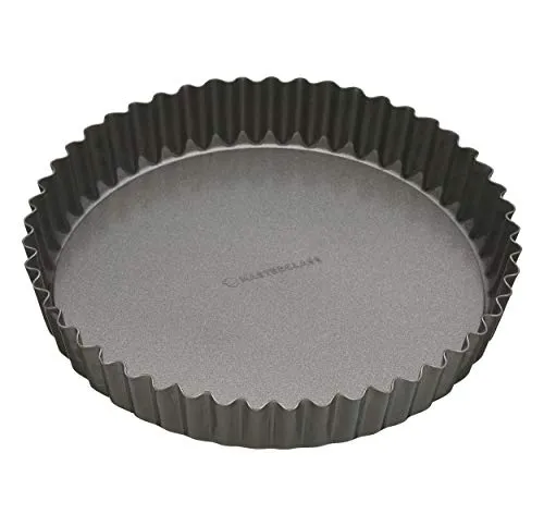 MasterClass Große Tarteform, geriffelte Quicheform mit losem Boden und PTFE-, PFOA- und BPA-freiem Antihaftbeschichtung, robuster 1 mm dicker Kohlenstoffstahl, 30 cm (12 Zoll), grau