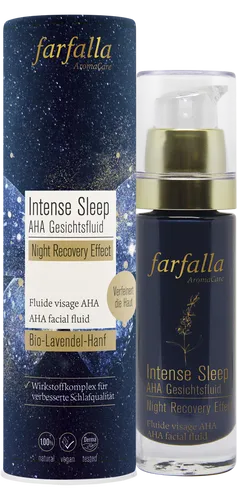 Farfalla Intense Sleep AHA Gesichtsfluid 30ml - Nachtpflege mit intensivem Erholungseffekt für die Haut, fördert die Regeneration über Nacht und sorgt für einen strahlenden Teint.