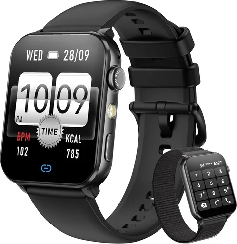 Blackview Smartwatch Bluetooth Anrufe LED Fitnessuhr 2 Armb�nder