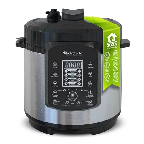 TurboTronic by Z-Line Multikocher - 6L Edelstahl Schnellkochtopf mit 14 Automatikprogrammen, 80% schnellere Kochzeiten für gesunde Ernährung und Energieeinsparung