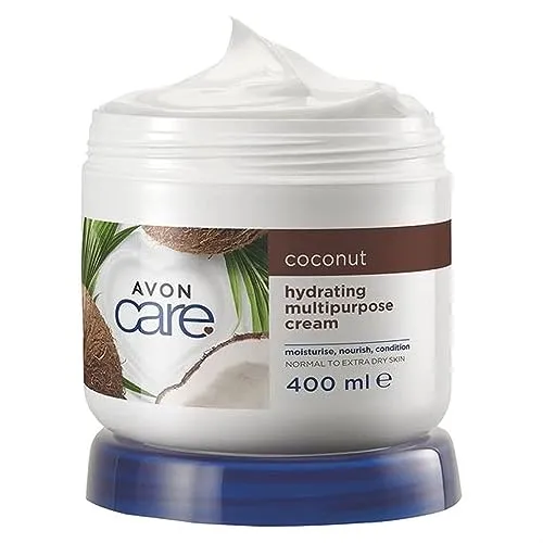 Avon Pflegende Feuchtigkeit mit Kokosöl – Mehrzweckcreme für Gesicht, Hand und Körper, 400 ml -