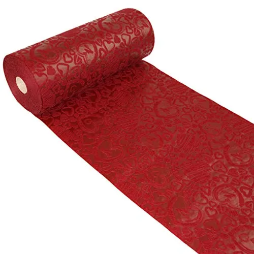 Dekoflor Tischband Tischläufer mit Herzen Design in rot von DEKO AS