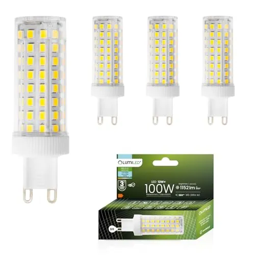 LUMILED G9 LED Lampen 4er Set 12W Kaltweiß 6500K