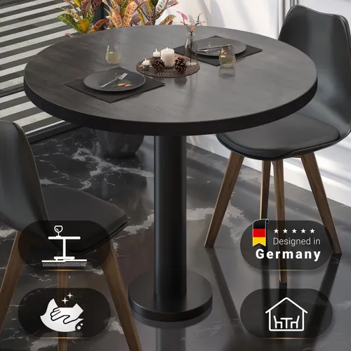 BML Bistrotisch Ø 80 cm | Wenge/Schwarz | Rund mit ABS-Kante