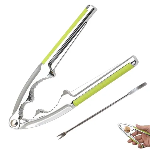 Nussknacker Walnüsse,2er Set Nussknacker Haselnüsse aus Edelstahl,Haselnussknacker Walnussknacker,Nutcracker mit Rutschfestem Griff und Nuss Pickern,Nut Cracker,Haselnuss Walnuss Knacker Maschine Grün