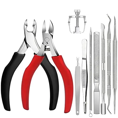 Stück Profi Fußnagelzange Set,Superscharf Hochwertiger Edelstahl Zehennägel Pediküre Set für Dicke Eingewachsene Harte Fußnägel Paronychie Onychomykose Nagelpilz 10