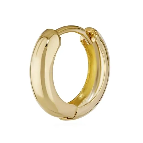 NKlaus Einzel Klappcreole - Ohrring Gold 12,2 x 3,2mm - Ohrringe für Damen aus 585 Gelbgold, elegant und zeitlos im Design, ideal für jeden Anlass und angenehm zu tragen dank leichtem Klappverschluss.