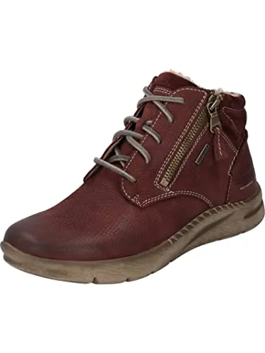 JOSEF SEIBEL Conny 52 Stiefelette für Damen in Rot - Wanderschuhe mit TopDryTEX-Membran für optimalen Winterkomfort. Edles bordeauxfarbenes Glattleder und warmes Kunstfellfutter sorgen für Stil und Behaglichkeit.