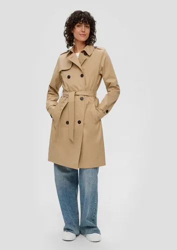 s.Oliver Langer Trenchcoat Outdoor-Mantel - Eleganter Trenchcoat für stilvolle Abenteuer, mit schmeichelhaftem Slim Fit, Bindegürtel und praktischen Taschen. Ideal für frische Tage und laue Nächte, ein Must-have für modebewusste Outdoor-Enthusiastinnen.