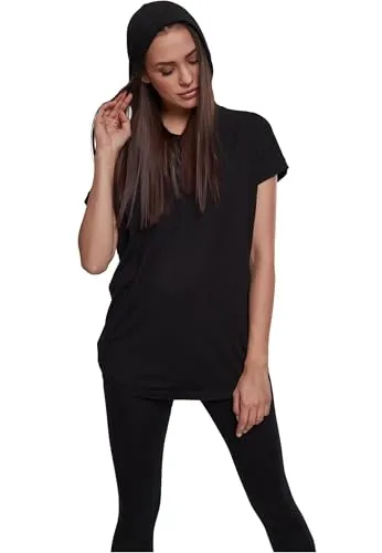 Urban Classics Damen Sleeveless Jersey Hoody T-Shirt - Schwarz, 5XL - T-Shirts für Damen: Bequemer, schlichter Kapuzenpulli aus leichtem Jersey mit abgerundetem Saum und Oversized Look, ideal für lässige Styles.