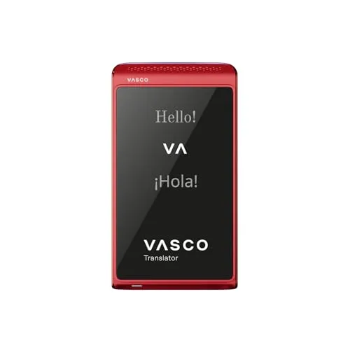 Vasco Translator Q1 | Sprachübersetzer | Sprachausgabe mit eigener Stimme (Voice Cloning) | Anruf Übersetzer | Foto Übersetzer | 113 Sprachen | Gratis Internet in rund 200 Ländern | Scarlet Pulse