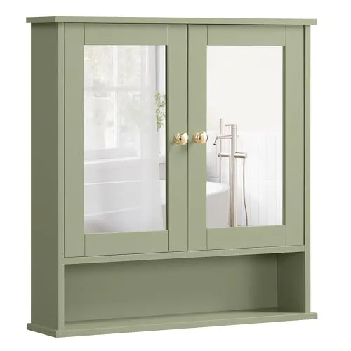 VASAGLE Spiegelschrank mit 2 Spiegeltüren und offenem Fach von VASAGLE