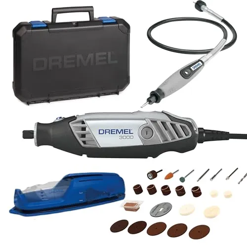 Dremel 3000 Multifunktionswerkzeug 130W - Set mit 1 Aufsatz und 25 Zubehörteilen, variable Drehzahl 10.000-33.000 U/min für vielseitige Anwendungen wie Schneiden, Schleifen und Gravieren
