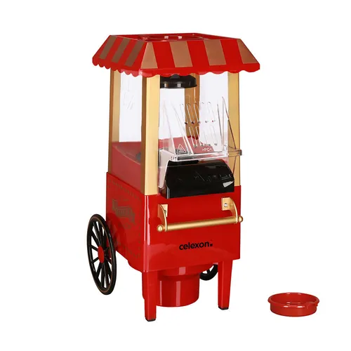 celexon CinePop CP500 Popcornmaschine - Popcornmaschine mit Heißlufttechnik für fettfreies Popcorn, ideal für Filmabende und Partys. Schnelle Zubereitung und leicht zu reinigen dank abnehmbarem Deckel.