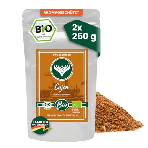 Azafran BIO Cajun Gewürz, Gewürzmischung - Gewürzzubereitung Louisiana Style BBQ Rub Seasoning 500g