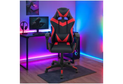 HTI living Schreibtischstuhl Krit Schwarz-Rot - Höhenverstellbarer Drehstuhl, belastbar bis 110 kg und ideal für Hartböden, sorgt für Komfort im Home Office.