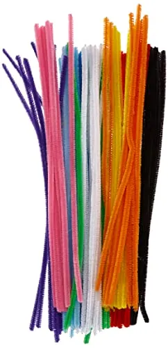 Glorex 6 3800 661 - Biegeplüsch, Chenilledraht, Pfeifenreiniger, 100 Stück, farbig sortiert, 6 mm x 30 cm