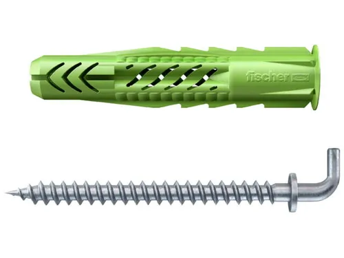 Fischer Universaldübel UX Green 10 x 60 R WH mit Rand, Winkelhaken 532701 SB-Kar