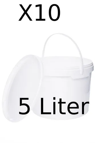 BENBOW Putzeimer für Lebensmittel, Farben, Chemikalien, (Weiß, 10-tlg., 5L)