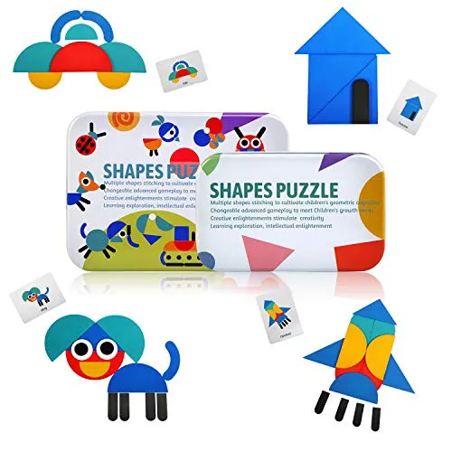LEADSTAR Puzzle aus Holz, Spielzeug für Kinder 2-5 Jahre, Tangrams, Lernspiele Montessori, 36-Piece Puzzles, Modellblöcke aus Holz