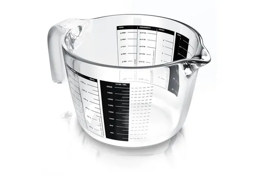 Arendo Messbecher 2000 ml - Hitzebeständiger Glas Messkrug - Messbecher aus Borosilikatglas mit präziser Skala, ideal zum Messen, Rühren und Erhitzen. Mikrowellengeeignet, geschmacksneutral und perfekt für jede Küche.