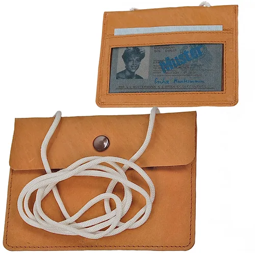 BOCCX kleiner einfacher Brustbeutel aus Leder - Brustbeutel & -taschen mit Druckknopfklappe und Klarsichtfach, ideal für sichere Aufbewahrung von Ausweisen und Geld.