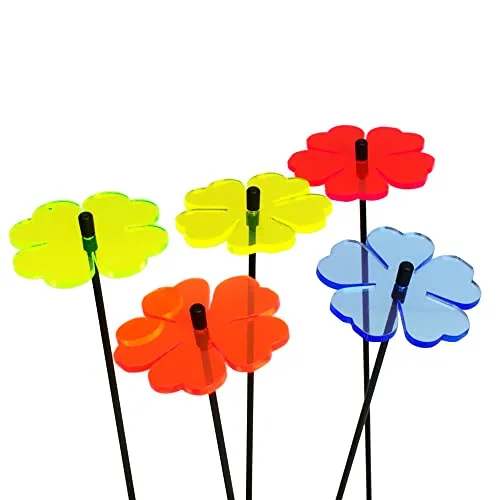 Sun Catcher Garden Decor 5 Leuchtende Sonnenfänger, 25cm große Blumen, Dekoration für Beet, Balkon und Terrasse oder als Gärtner Geschenk, Farbe:bunt
