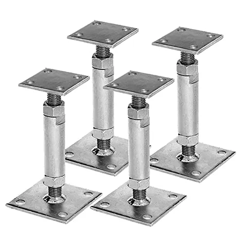 4x GAH Pfostenträger mit 2 Platten - Höhenverstellbar und Verzinkt - Anker für stabile Konstruktionen, höhenverstellbar von 150 - 190 mm, einfache Montage und langlebige Verzinkung für optimale Wetterbeständigkeit.