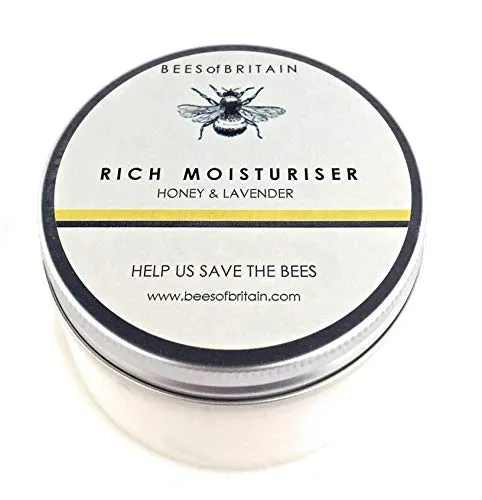 99% Natürlich GESICHTS-FEUCHTIGKEITSCREME - HONIG & LAVENDEL 100 g von BEES of BRITAIN - pH 5,5 für empfindliche Haut. Wir Spenden 5% Unseres Gewinns, um Bienen und Bestäuber zu Retten.