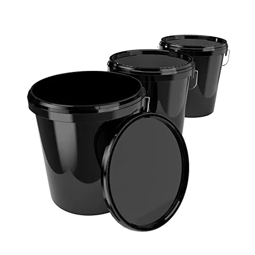 3X Eimer mit Deckel 16 Liter Schwarz in schwarz von FixedByU