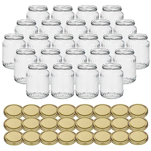 gouveo 24er Set Einmachgläser 720 ml in gold von gouveo