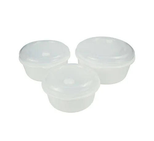 3-tlg. Mikrowellendosen-Set Weiß – Gefrier- & Spülmaschinengeeignet, 650–1800 ml