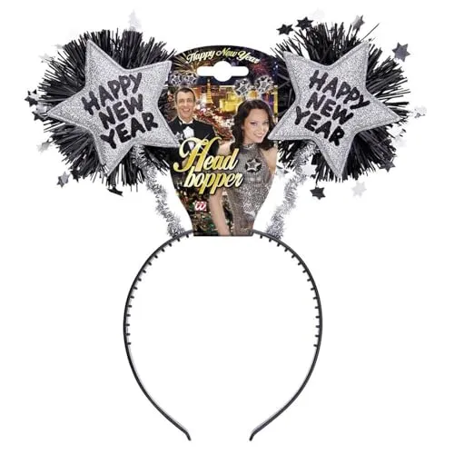 WIDMANN MILANO PARTY FASHION - Haarreif Happy new Year, Accessoire, Glitzer, Kopfschmuck, Haarschmuck, Silvester, Neujahr