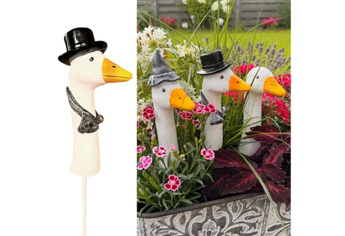 Online-Fuchs Gartenstecker BLUMENSTECKER Gartenfiguren Gänsehals, Gans (Ca. 16 bis 17 cm groß) Deko Beetstecker für draußen
