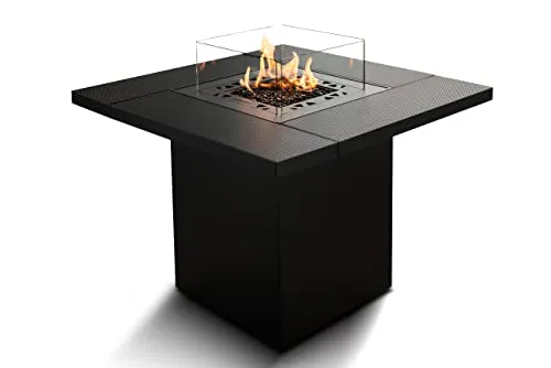 Planika Square Table Feuerstelle Gas - Elegante Outdoor-Terrassenfeuerstelle - Grills - Praktische Terassenfeuerstelle mit 4 abnehmbaren Tischplatten für einen funktionalen Tisch und ein gemütliches Ambiente im Garten.