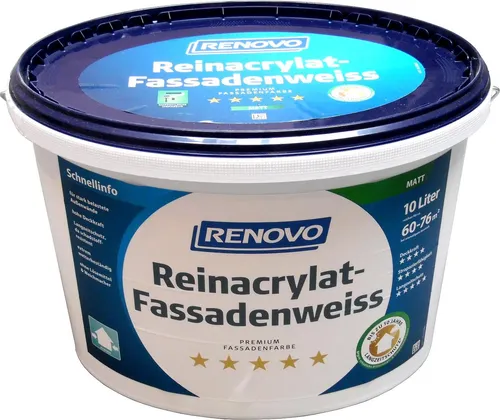 RENOVO Reinacrylat Fassadenweiß, 10 Liter von Renovo