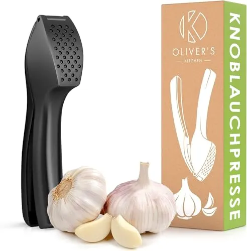 Oliver's Kitchen ® Premium Knoblauchpresse - Müheloses Zerkleinern von Knoblauch & Ingwer - Knoblauchpressen in Premium-Qualität: Zerkleinert mühelos mehrere Knoblauchzehen ohne Schälen. Leicht zu reinigen und 100% spülmaschinenfest - ideal für stressfreies Kochen!