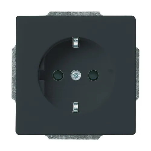 Busch-Jaeger 23 EUCB-81 Schutzkontakt-Steckdose Safety+, mit Schraubklemmen (starre/flexible Leiter), mit erhöhtem Berührungsschutz, mit Befestigungskrallen, anthrazit glänzend, Plattform 63
