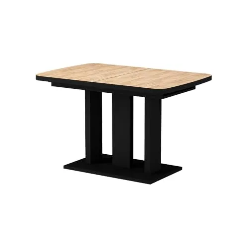 Vicco Esstisch Fenaro, Schwarz/Goldkraft Eiche, 120 x 80 cm - Esstisch Fenaro in Schwarz/Goldkraft Eiche, ideal für gesellige Runden, ausziehbar für mehr Platz und perfekt für Wohnzimmer, Küche oder Esszimmer.